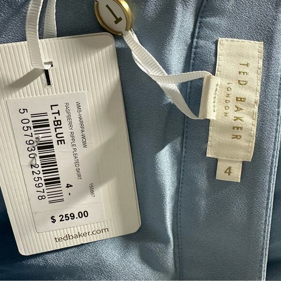 Ted Baker Harrpa Raspberry Ripple Asymmetrical Pleated Midi Skirt Size US 12 - Picture 3 of 14